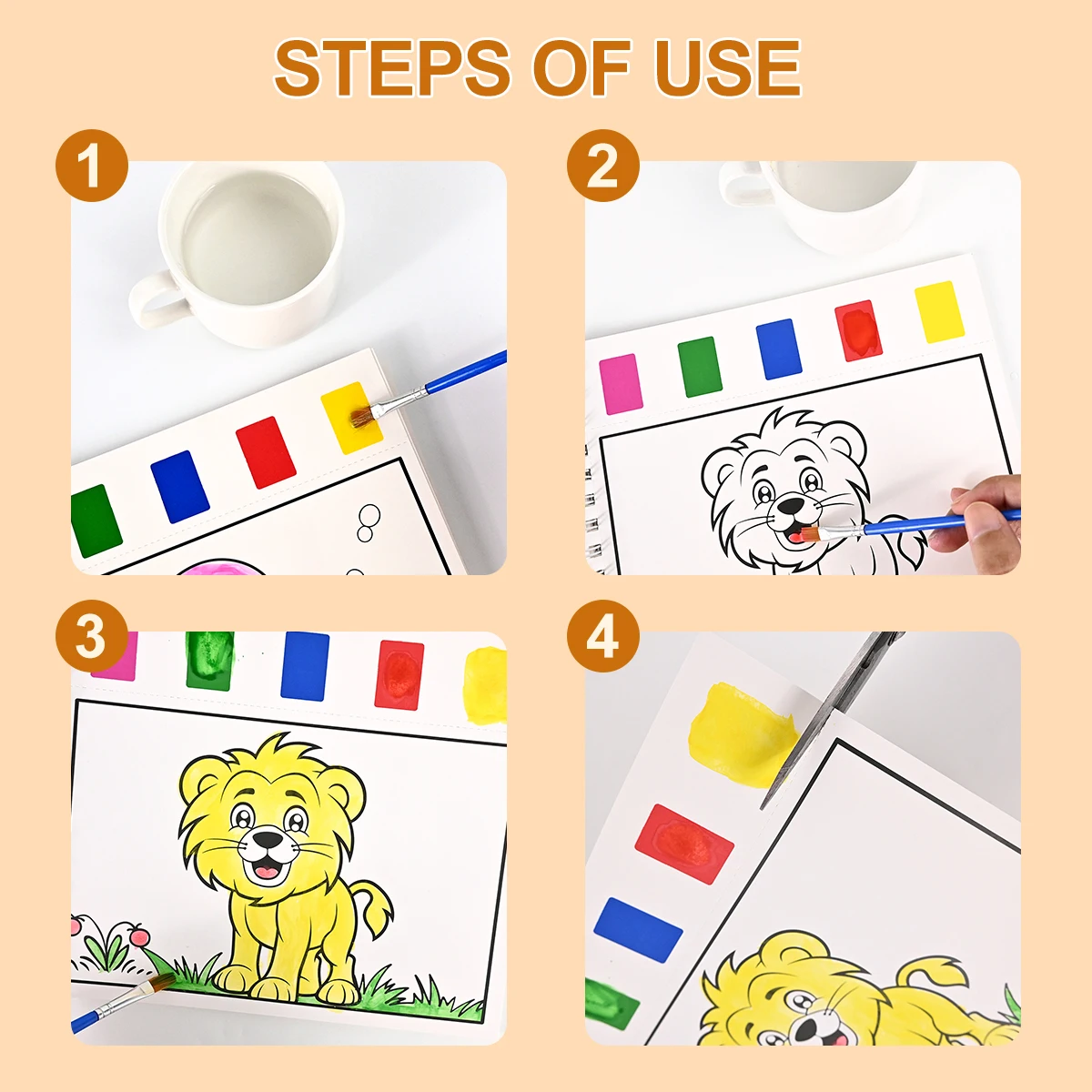 Custom Design DIY Portable Paint With Water Magical Watercolor Painting Coloring Book With Paintbrush For Kids