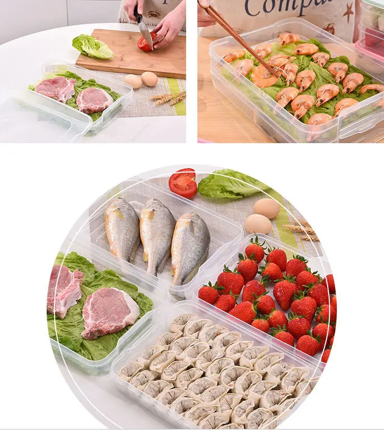 2 Layer Refrigerator Clear Plastic Storage Bins Box Manufacturers Dumpling Storage Trays Food Preservation Container