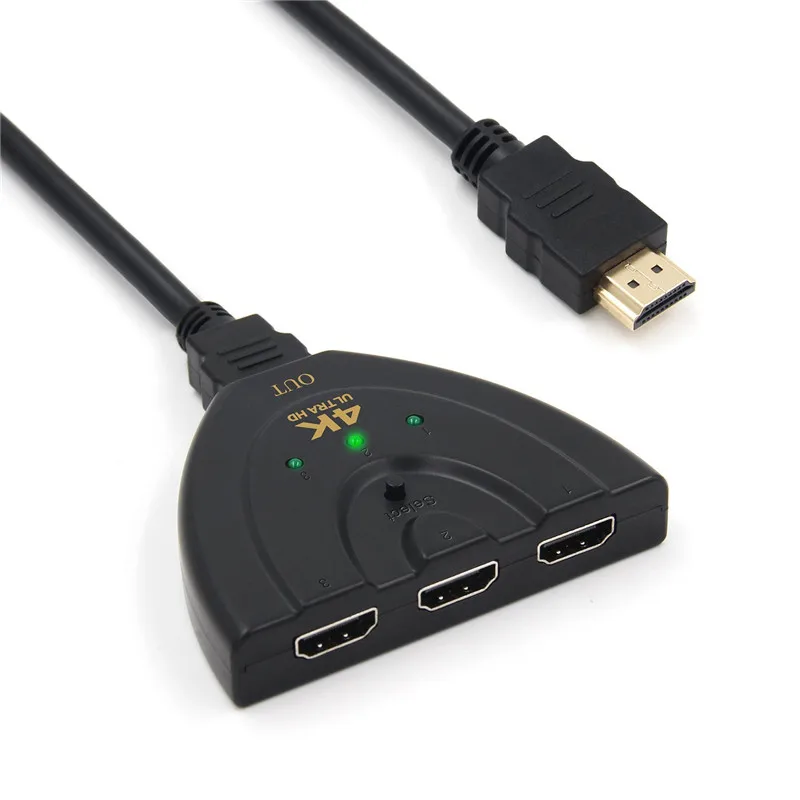 Косичка черный 3 порты и разъёмы hdmi коммутатор в 1 из HDMI переключатель 1X3 с hdmi кабель для HDTV Поддержка UHD К к 3D