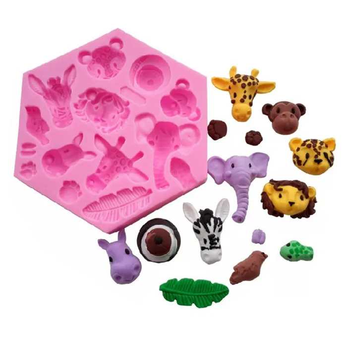 
World forest animal turning sugar cake silicone mold diy clay embossing baking tool 