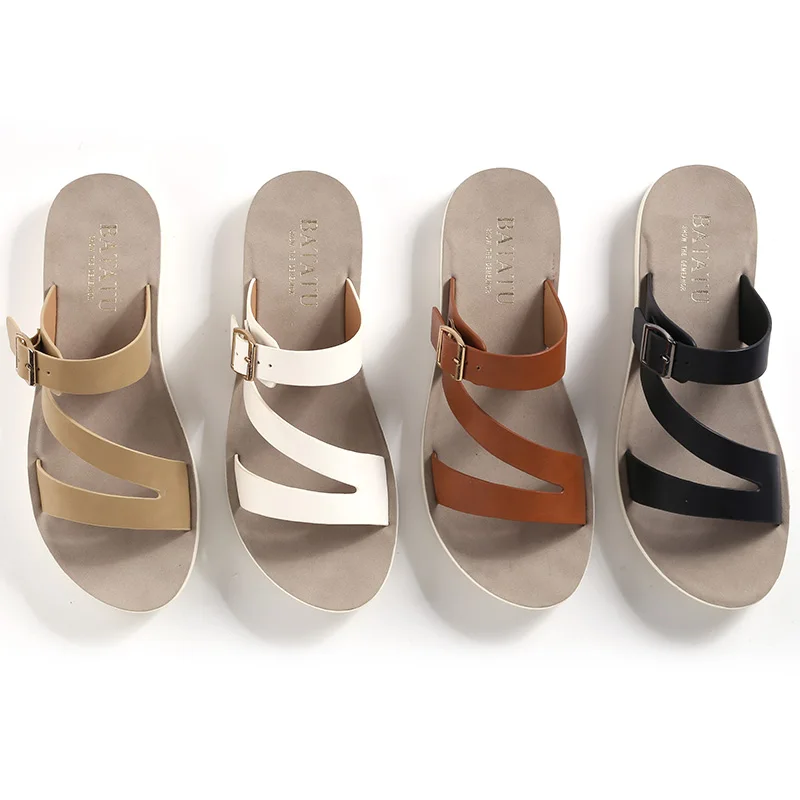 PU Woman Slipper Ladies Slides 2022 New Hot Style Solid Color Soft Shoes