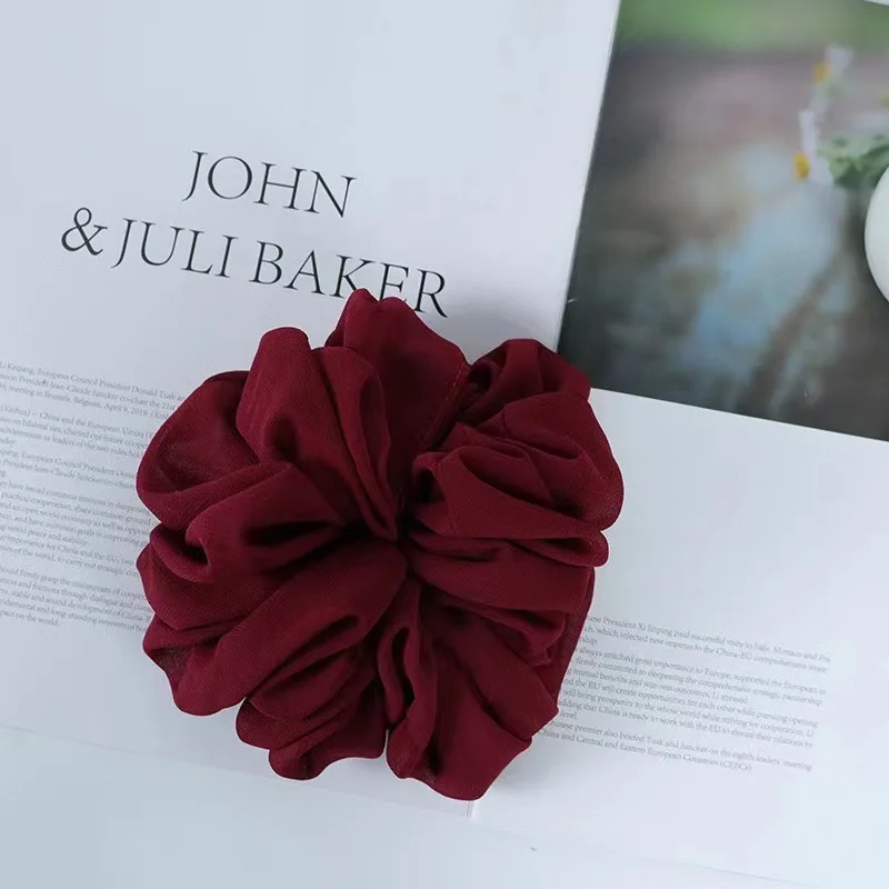 Popular Women Fashion Large Size Ladies Big Bouquet Chiffon Colon Hair Scrunchies Women Scrunchies Headband