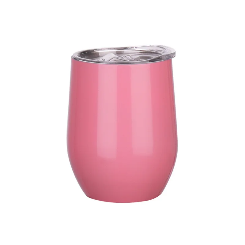 2024 Custom Logo Wine Tumblers with Lid 12 oz Stainless Steel Egg Mug Coffee Mug Wine Tumblers Straw Capacity 500ml Drinkware