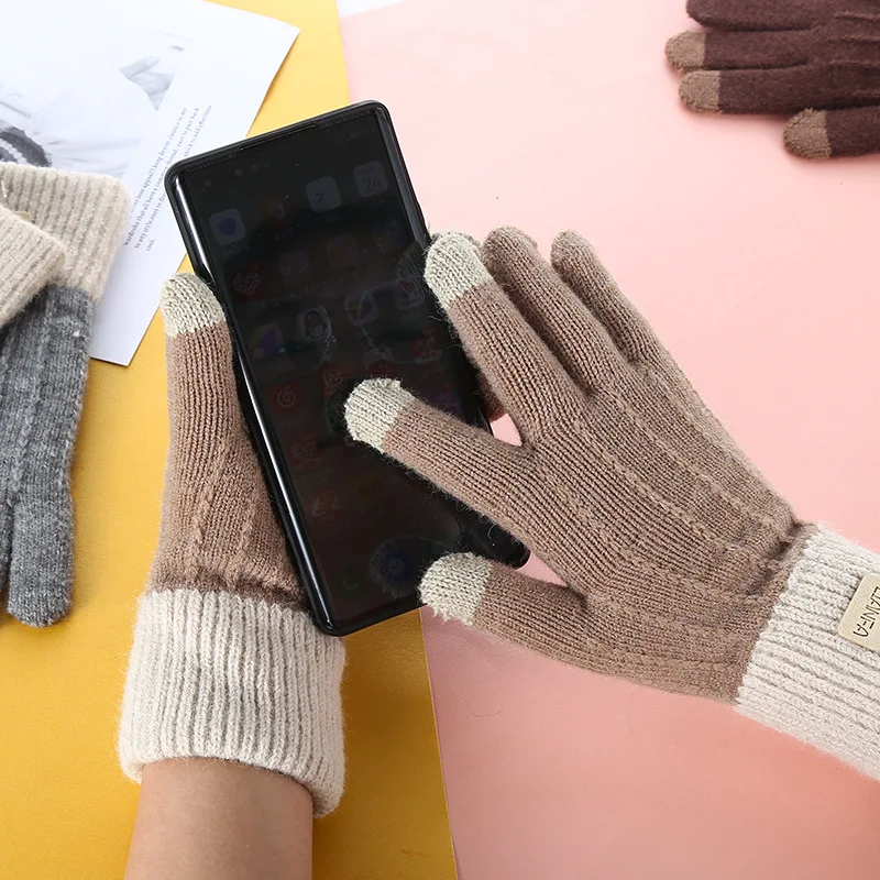 Custom China warm winter Gloves Touch Screen Mittens Knitted Magic Fashion Acrylic Gloves Cashmere Mittens