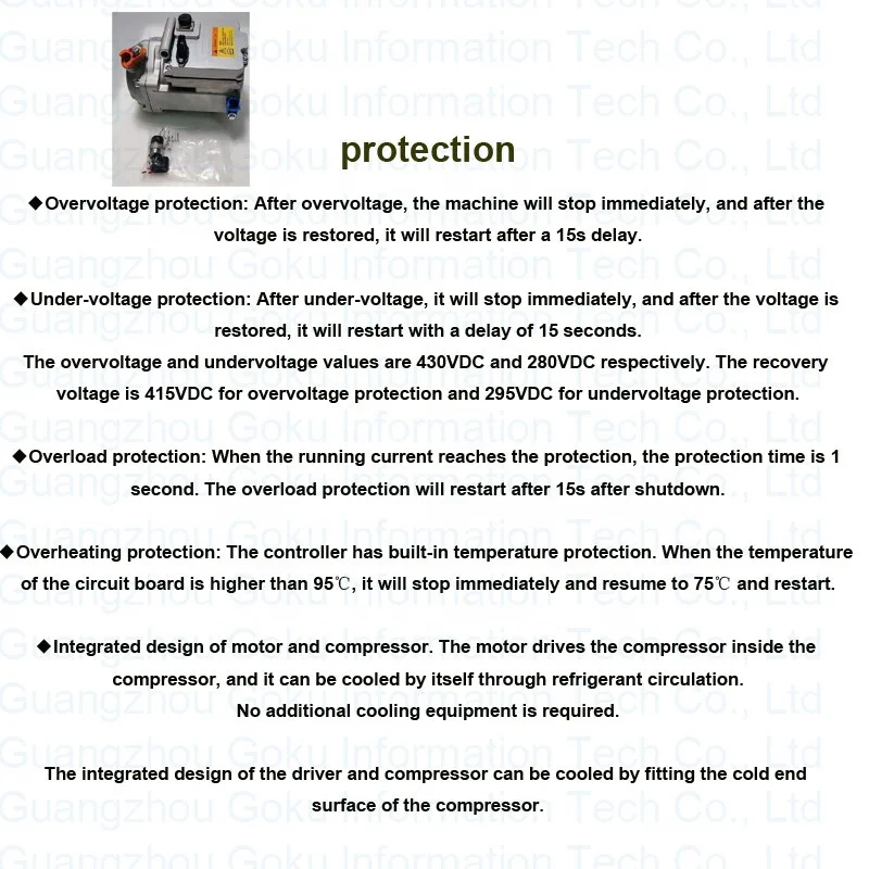 GOUKU 350V DC Inverter air conditioning compresor ac electrico scroll compressor for electric vehicle Air Conditioner