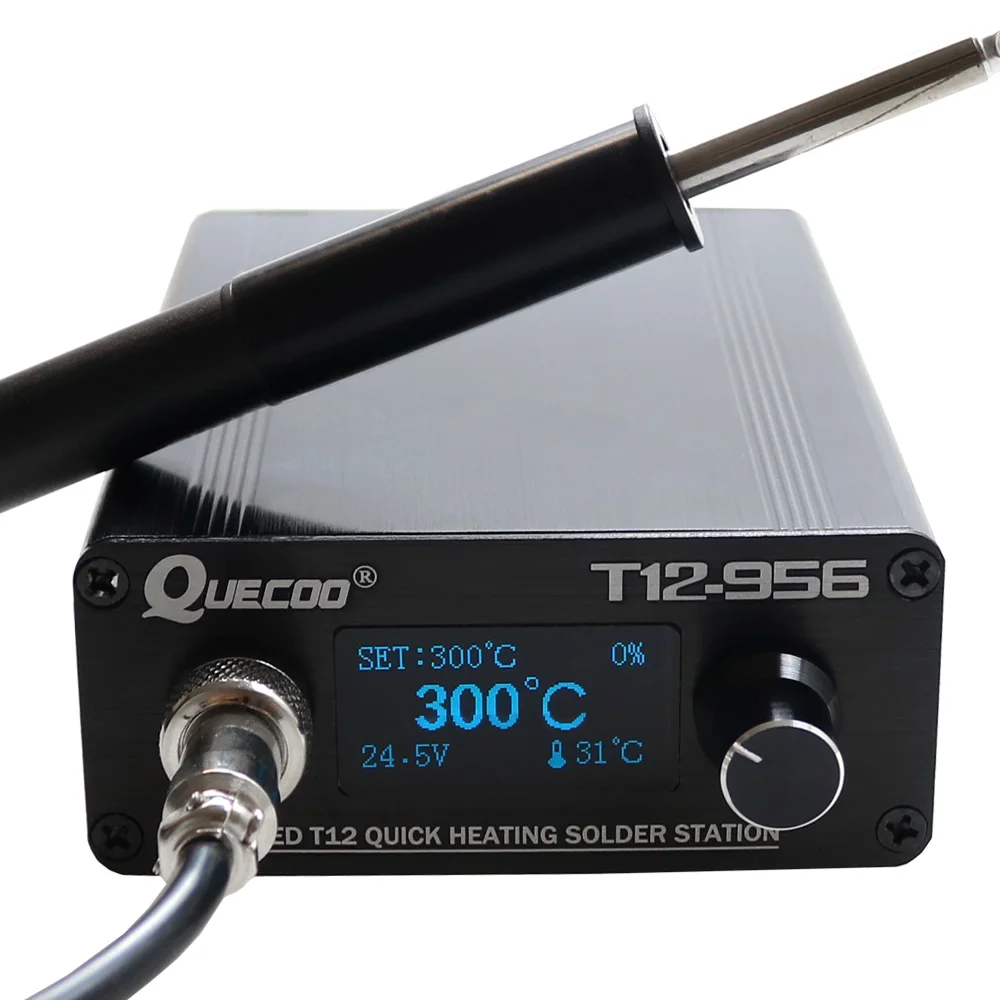 
QUICKO T12 956 OLED Digital Soldering Station Electronic Soldering iron T12 solder iron tip with T12 P9 handle EU plug  (1600236288123)