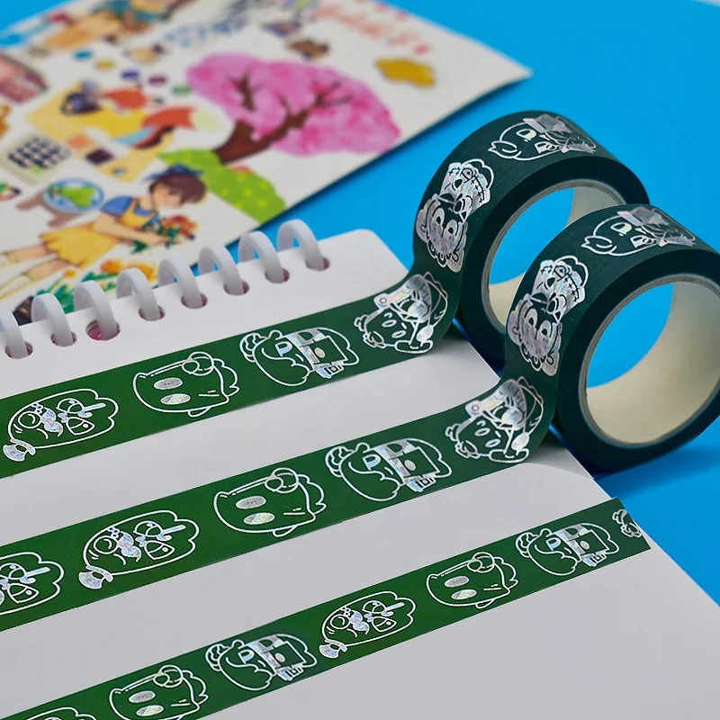 Colored Decoration holographic gold foil Washi Tapes custom printing for handicrafts