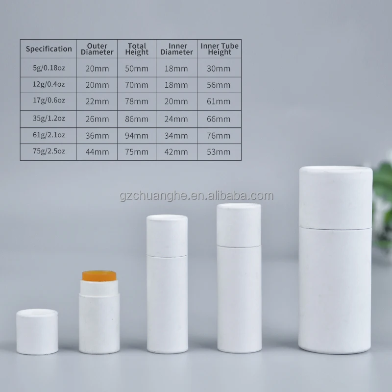 Wholesale black white kraft cardboard deodorant tubes cream container lip balm push up paper tube