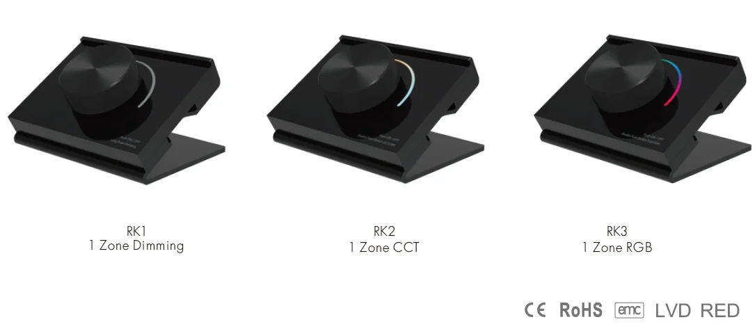 Skydance RK1/RK2/RK3 1 Zone Desk Mount Rotary Panel RF Remote Controller led dimmer switch for DIM/CCT/RBG led controller KNX