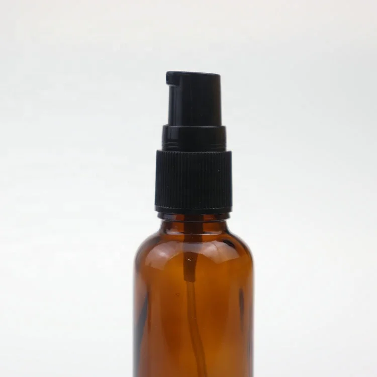 30ml Amber Glass Lotion Pump Serum Bottle Empty Brown Spray Essential Oil Bottle with Black Pump Cap for essential oil