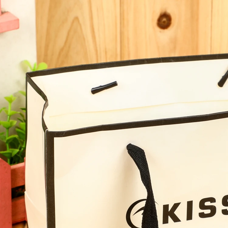 custom logo luxury white ivory card board art paper bag cardboard paper gift bag with handles
