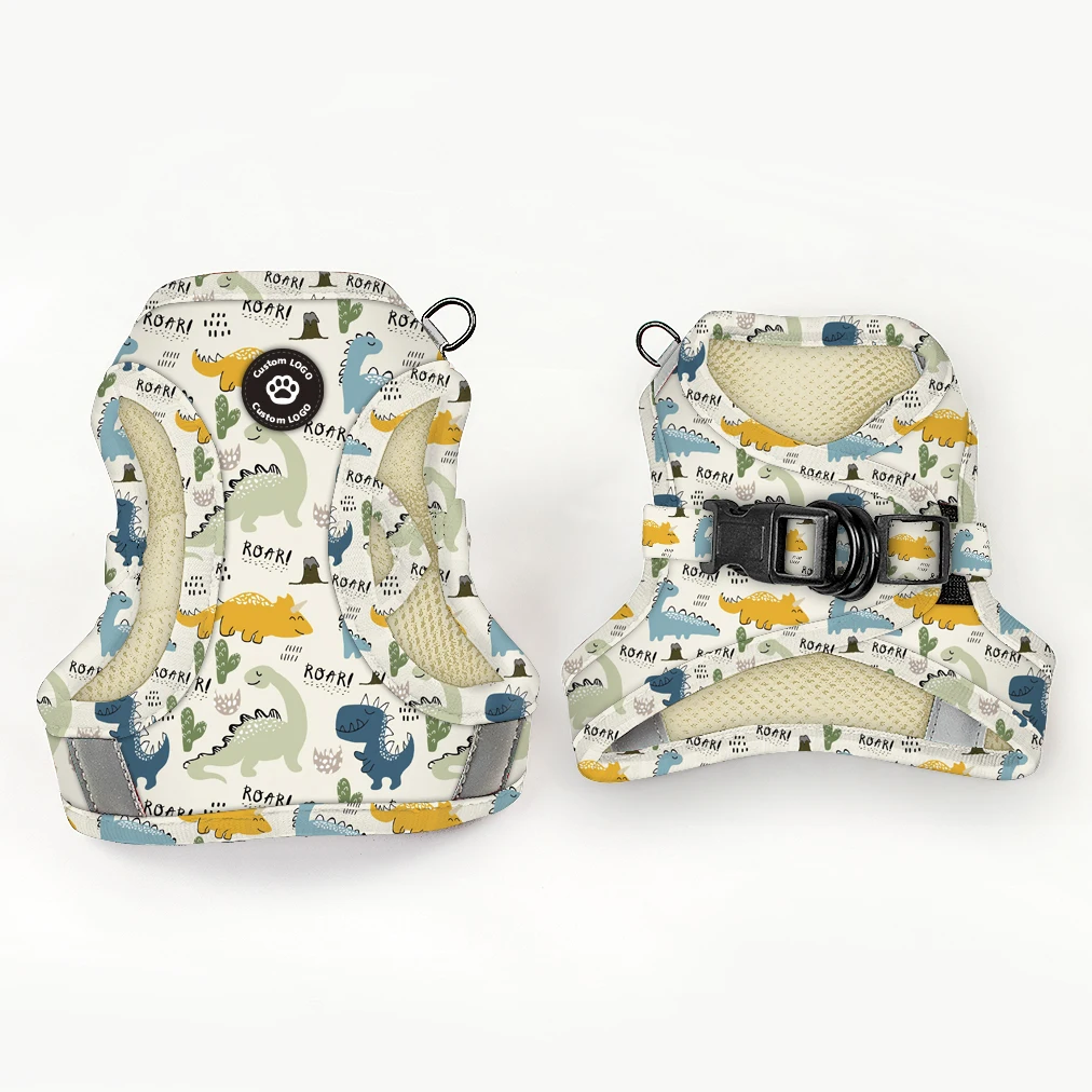 Custom Cow stripe printing dog vest harness puppy designer tactical collar soft neoprene handle leash low price manufacture