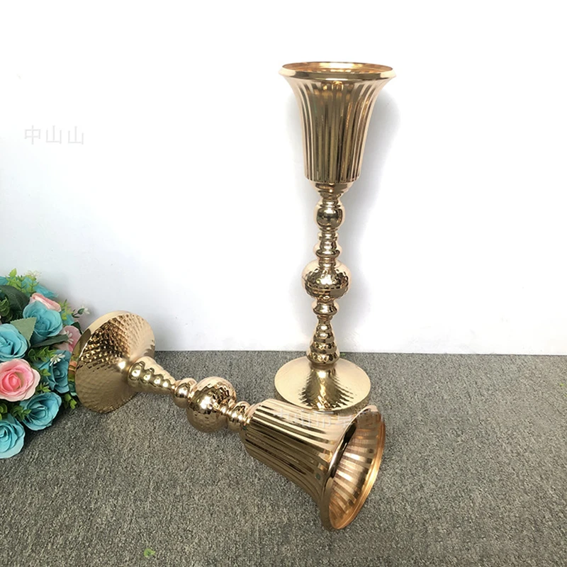 
Gold Vases Road Lead Artificial Flower Pot Flower Column Stand Wedding Table Centerpieces For Christmas Home Decor 