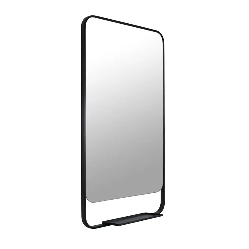 
designer framed black metal mirror with storage for wall decoration 