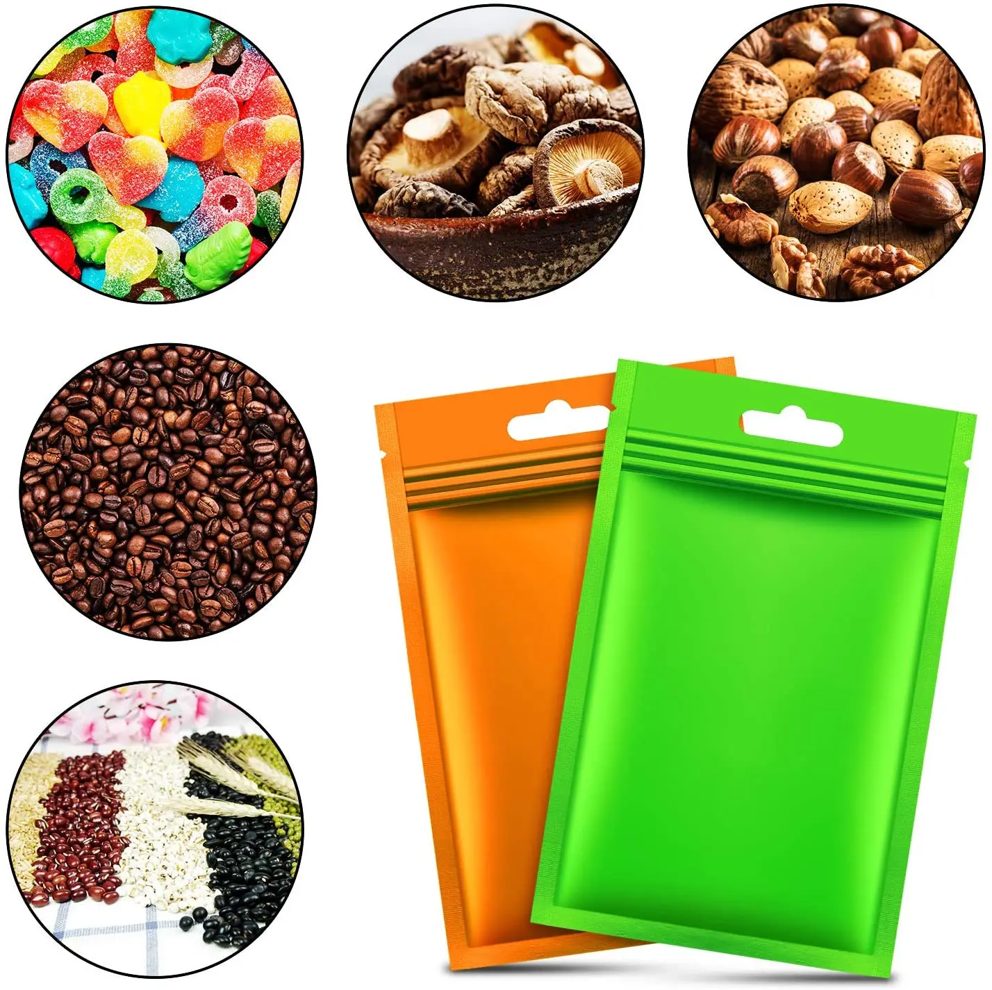 Food Storage Matte Foil Airtight Bags Flat Heat Seal Lock Resealable Plastic Candy Packaging Pouch