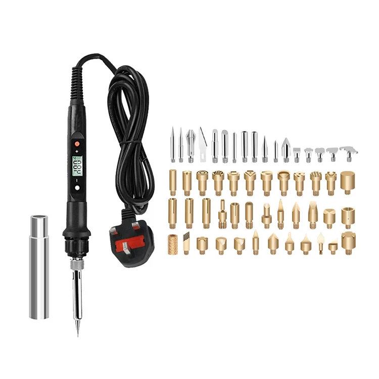 55 in1 80W Digital Adjustable Soldering Iron Kit Wood Burning Carving Pyrography Pen for Welding Embossing Repair Set
