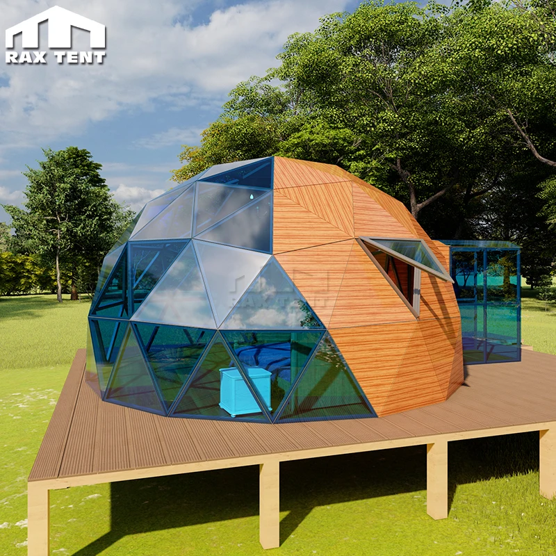 Exclusive Wooden Glass Dome Tent Glamping Hotel Tent with Bathroom