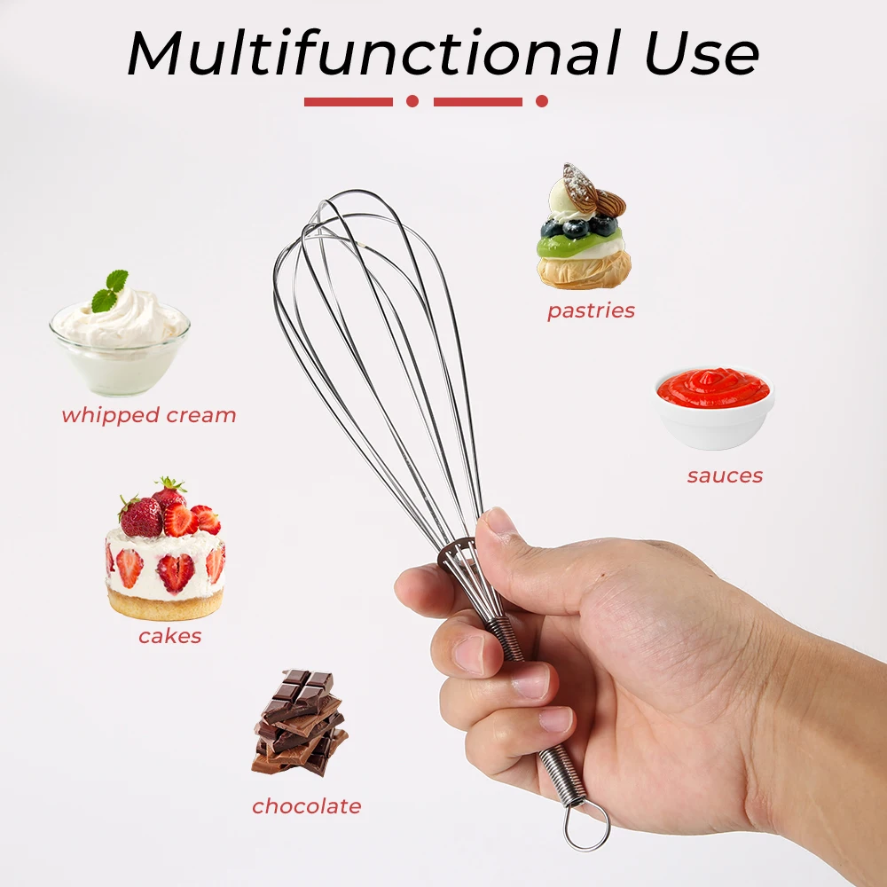 Stainless Steel Wire Egg Whisk Eco-Friendly Manual Kitchen Tool for Cooking Baking and Milk Household Plastic Beater