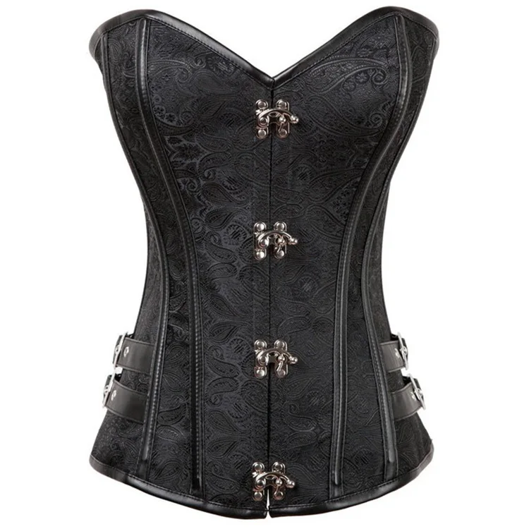 Steampunk Brown Gothic Overbust Corsets & Bustiers Steel With Buckle Back Lace Up Closure Corset For Women