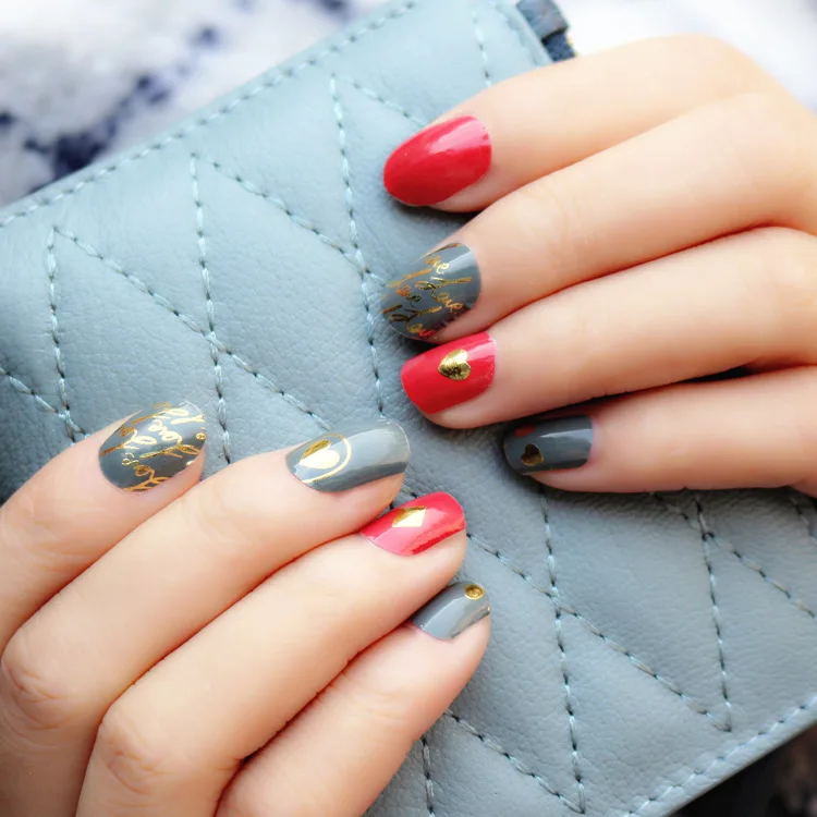 Wholesale Colorful Stickers Nails Fashion Design Korea Semi-cured Custom Gel Nail Sticker