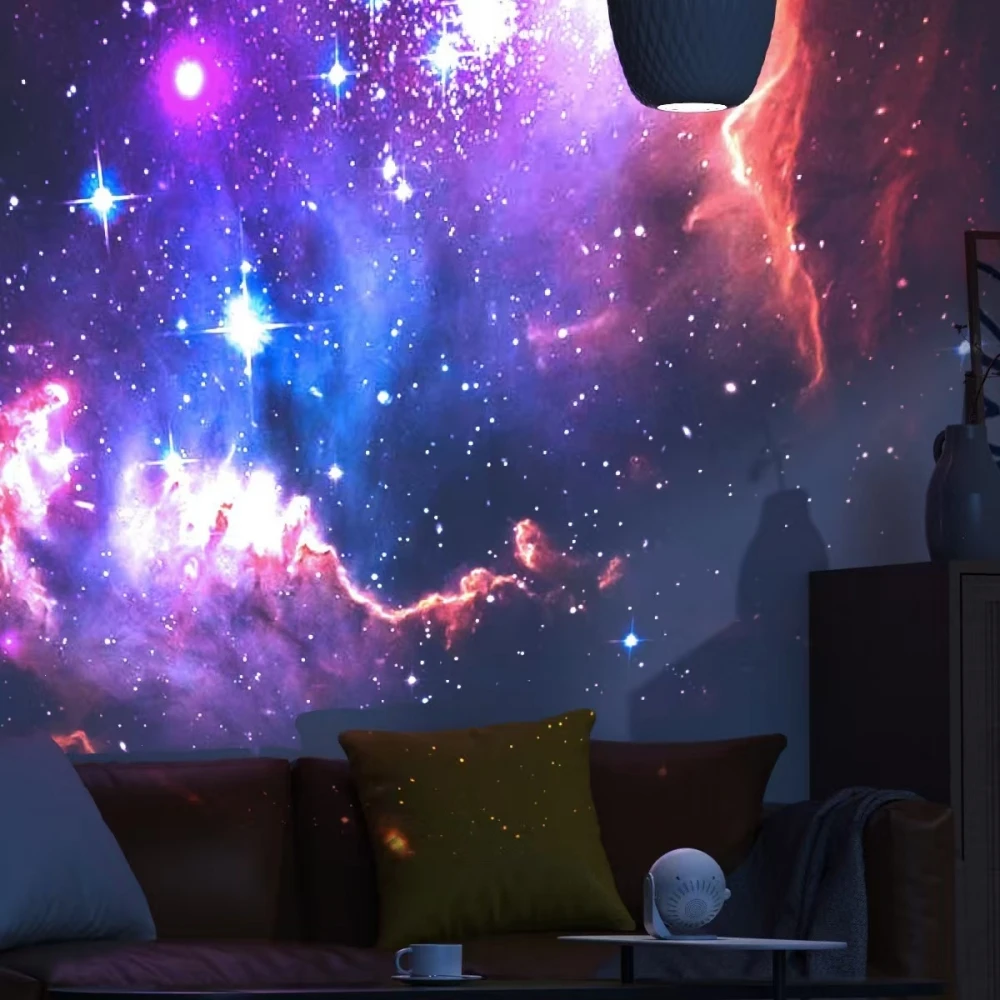 Multi-color Rotatable Room Ceiling Galaxy Star Projector LED Night Light Projection Lamp with White Noise, BT Speaker