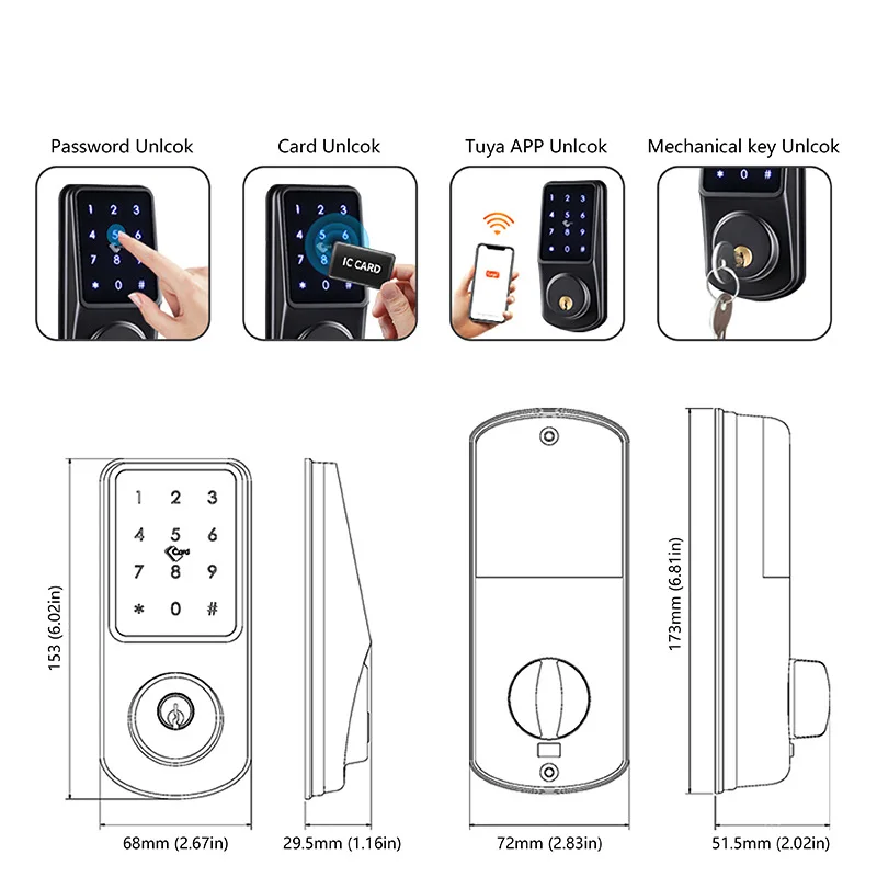 Factory delivery WIFI APP electronic deadbolt biological  keyboard password intelligent door lock