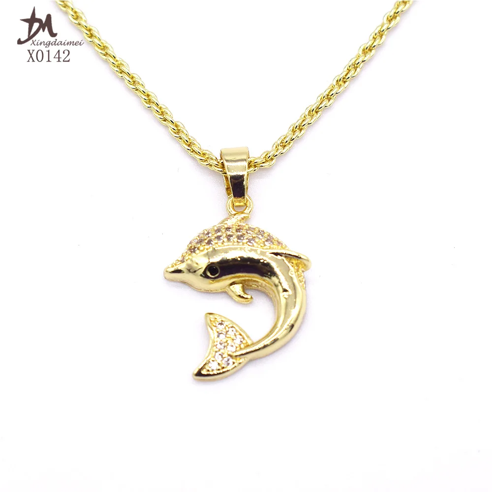 X0142 High quality zircon  pendant necklace Dolphin necklace