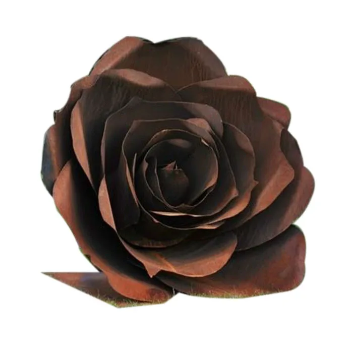 Outdoor metal abstract rose flower sculpture