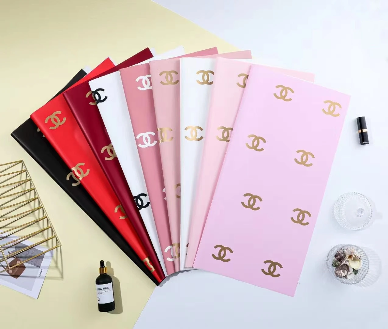 NEWEST factory price floral bouquet paper double C waterproof flower wrapping paper colored painting flower paper