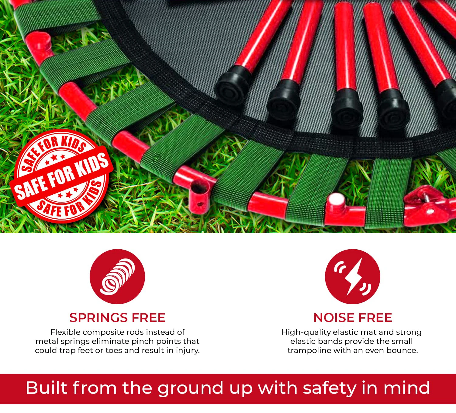 Round Kids Adults Trampoline With Handle Bar Fitness Foldable Pad Outdoor Exercise Home Toys Jumping Bed For Workout