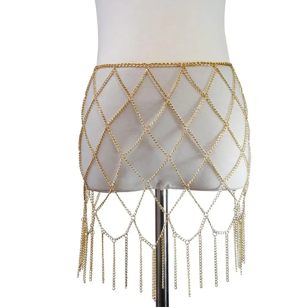 Multi Layer Waist Chain Belt for Women Hip Hop Alloy Mental Gold Silver Belly Chain Dress Body Chain Belt Fashion Jewelry