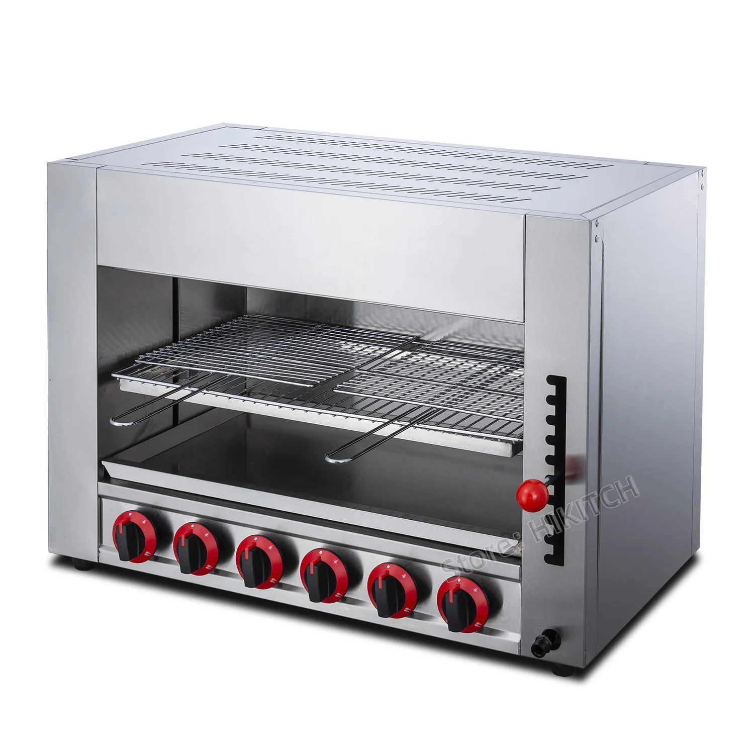 Smokeless LPG gas salamander grill commercial 6 burner chicken roast grill LPG top heat gas charbroiler