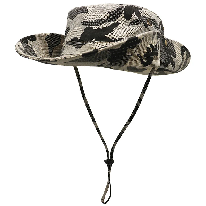 Neutral 100% cotton wide edge shading camo hat fisherman camo bucket hat