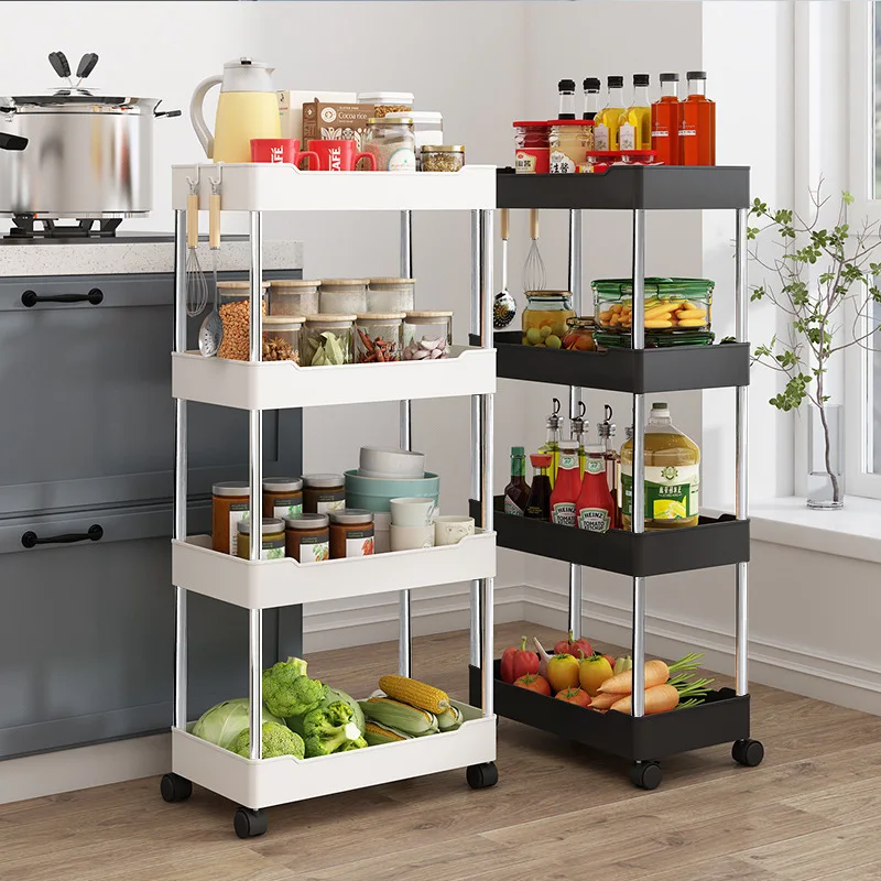 Nordic 5Tier Folding Utility Cart with Rolling Wheel Easy Load Home Metal Storage Trolley for Office and Kitchen Use