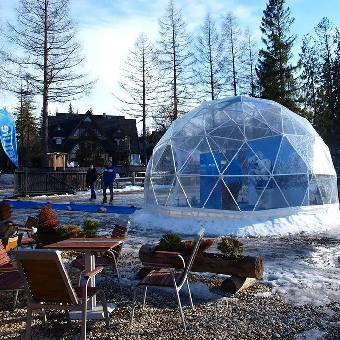Wholesale Outdoor Igloo Glamping Geodesic Dome Tent with PVC Roof Cover Circle Ball Tent with Bathroom Features