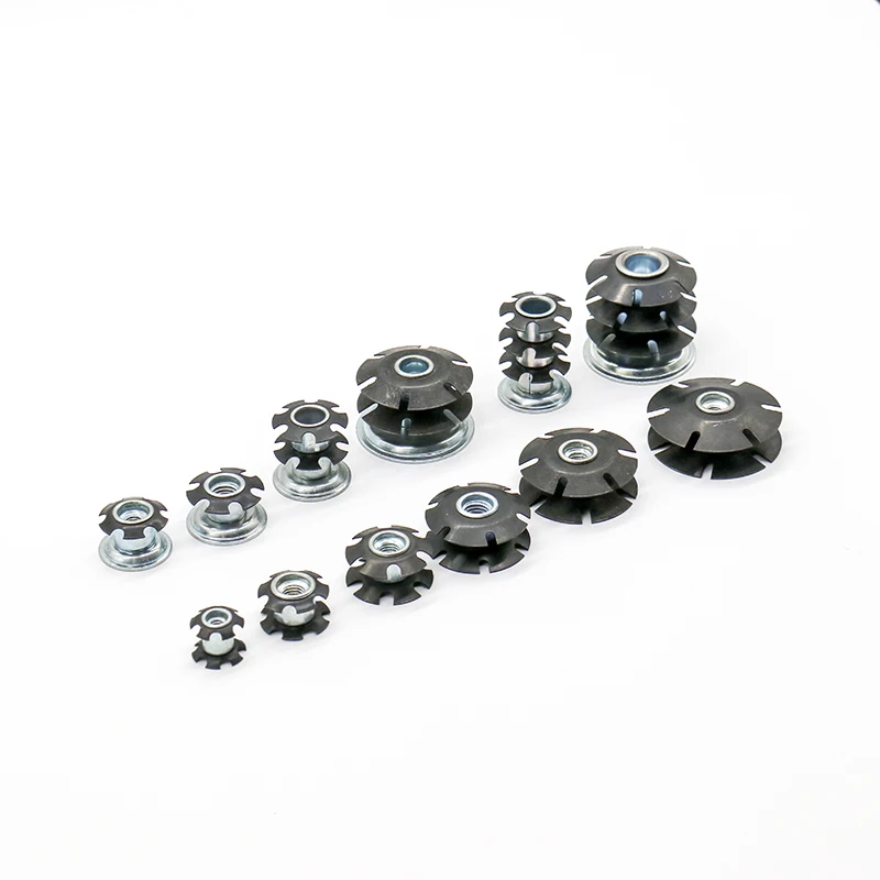 M6 M8 Crown Insert Round Star Tube Nut Layered Spring Threaded Fitting Nut for Shelves Display Racks