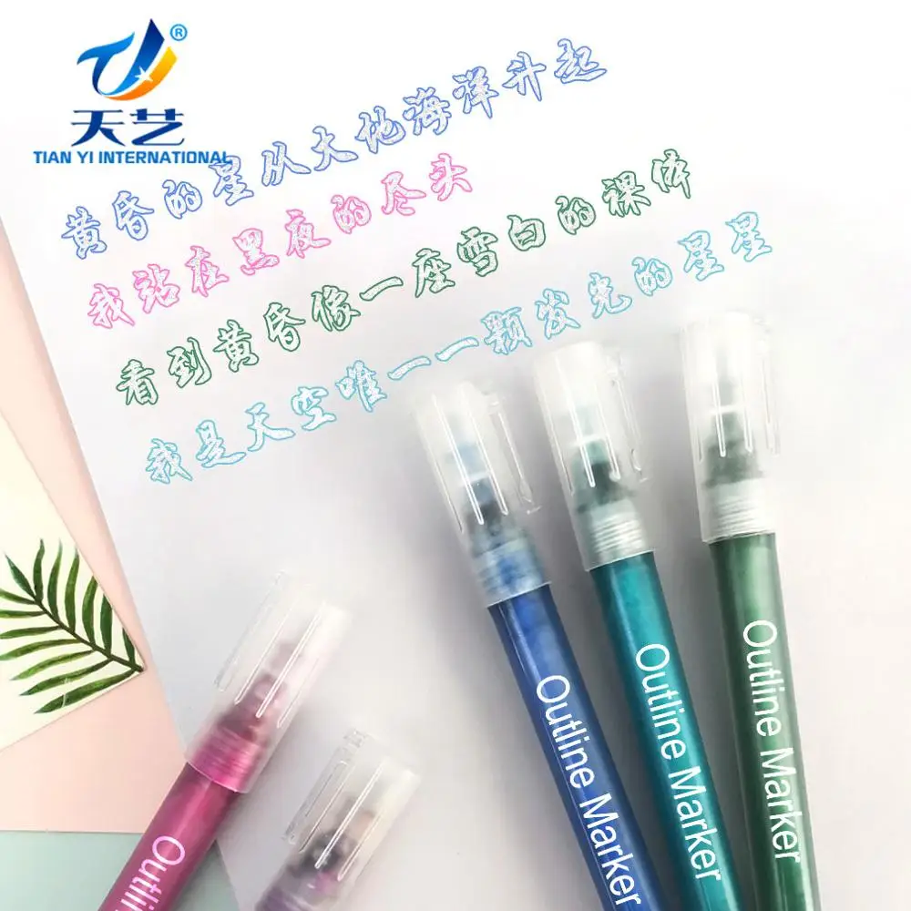 Double-Line Contour Highlight Pen Double Line Outline Marker painting Pen DIY Poster Contour Pen for Gift Card Writing Drawing
