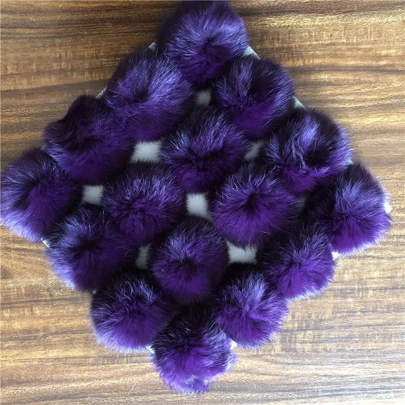 Fluffy 8cm rabbit fur ball natural fur pom poms for Beanie hat