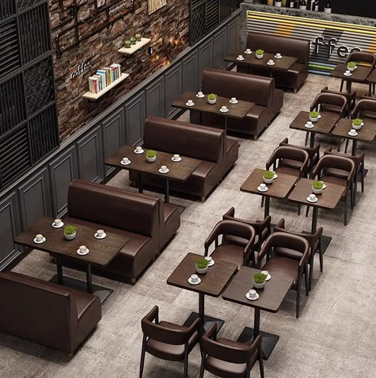 Industrial style Design Imitation Leather Restaurant Booth Seating Cafe Restaurant Tables And Chairs Booth furniture sets
