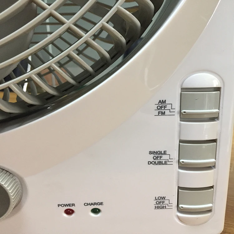 teyoza China rechargeable solar box fan with solar energy system and FM radio
