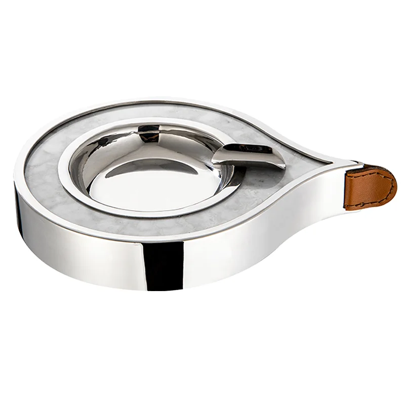 High-grade model house Water drop shape ashtray American European home living room coffee table natural marble brass ashtray