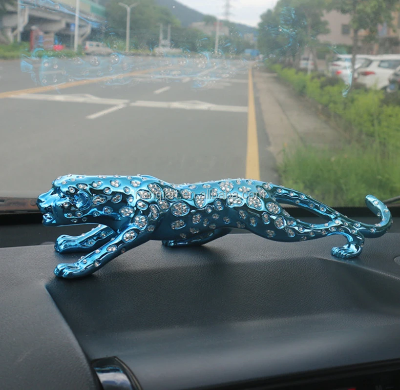 Hot Sale Handmade Resin Animal Sculpture Mini Leopard Statues Car Decoration Home Ornament Creative Electroplated Crafts Indoor