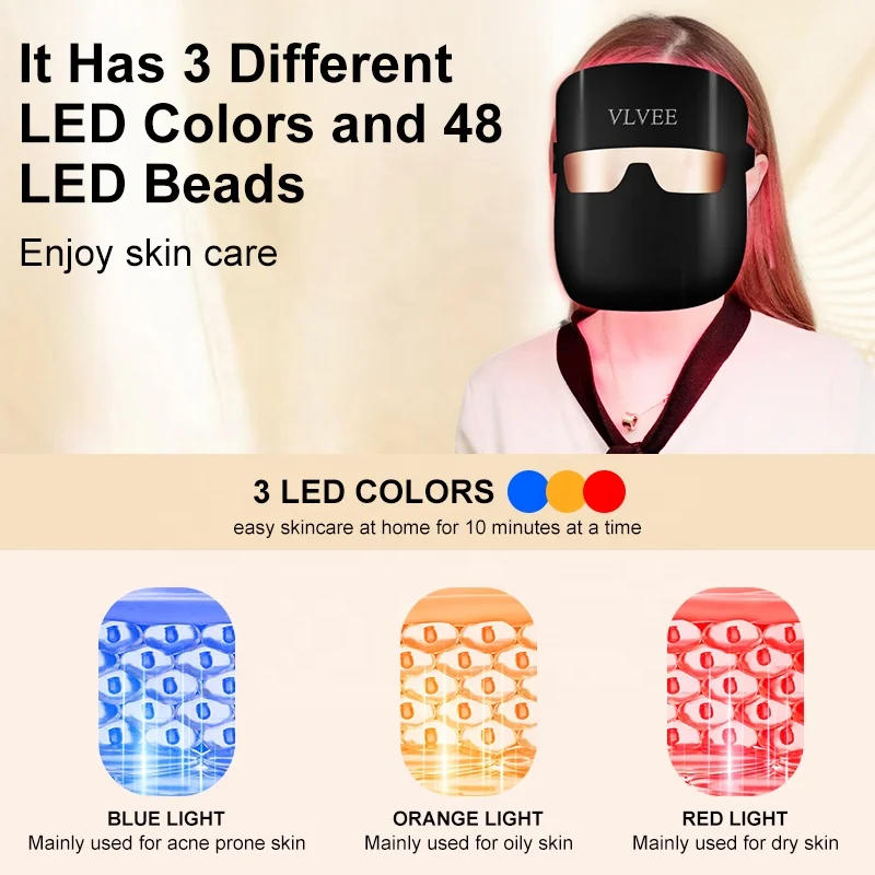 Professional High Beauty 3 Colors LED Mask Face Photon Light Skin Rejuvenation Light Facial Care Instrument Beauty equipment
