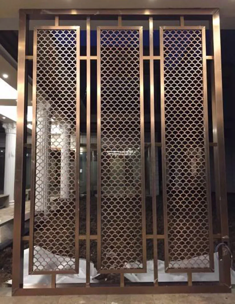 Titanium gold stainless steel design decorative wall partitions for Hotel lobby