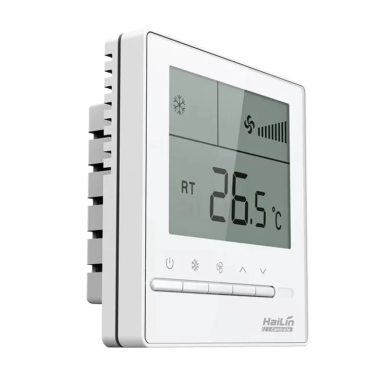 HaiLin 2 Pipe FCU Thermostat for AC With On/Off Valve 3-Speed Fan 220V AC Flush Mounting