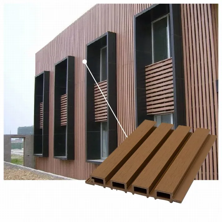 Co-extruded Exterior Outdoor Wall Slat Panel WPC Fluted Cladding Fence Panels