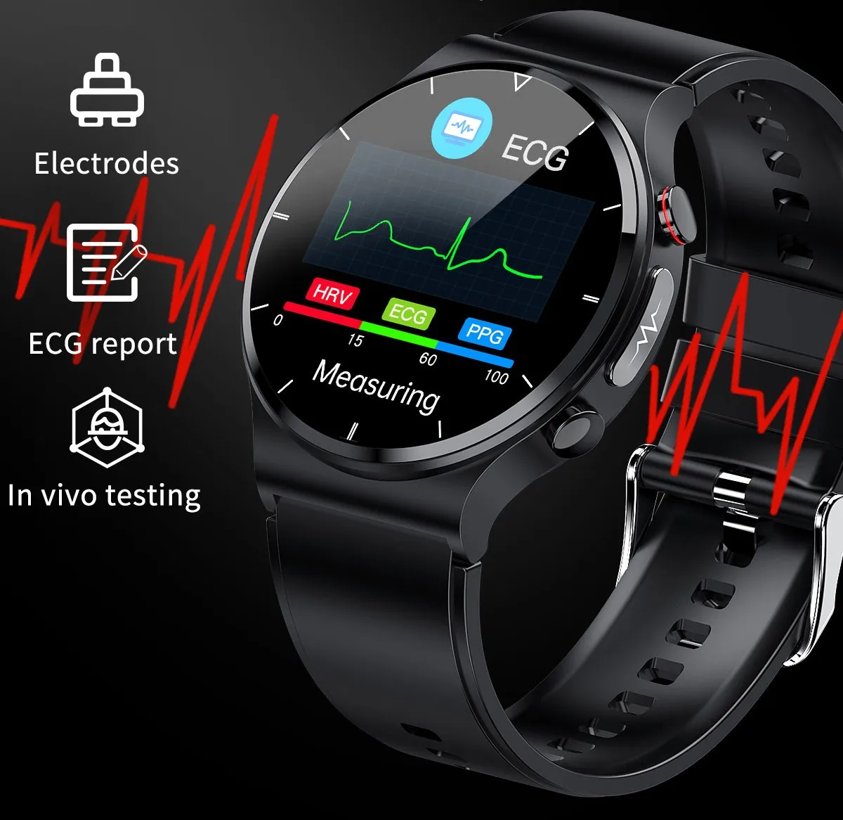 The Best ECG E88 Smart Watch Blood Oxygen Body Temperature Wireless Charging 360*360 HD Screen Digital Watches 2022