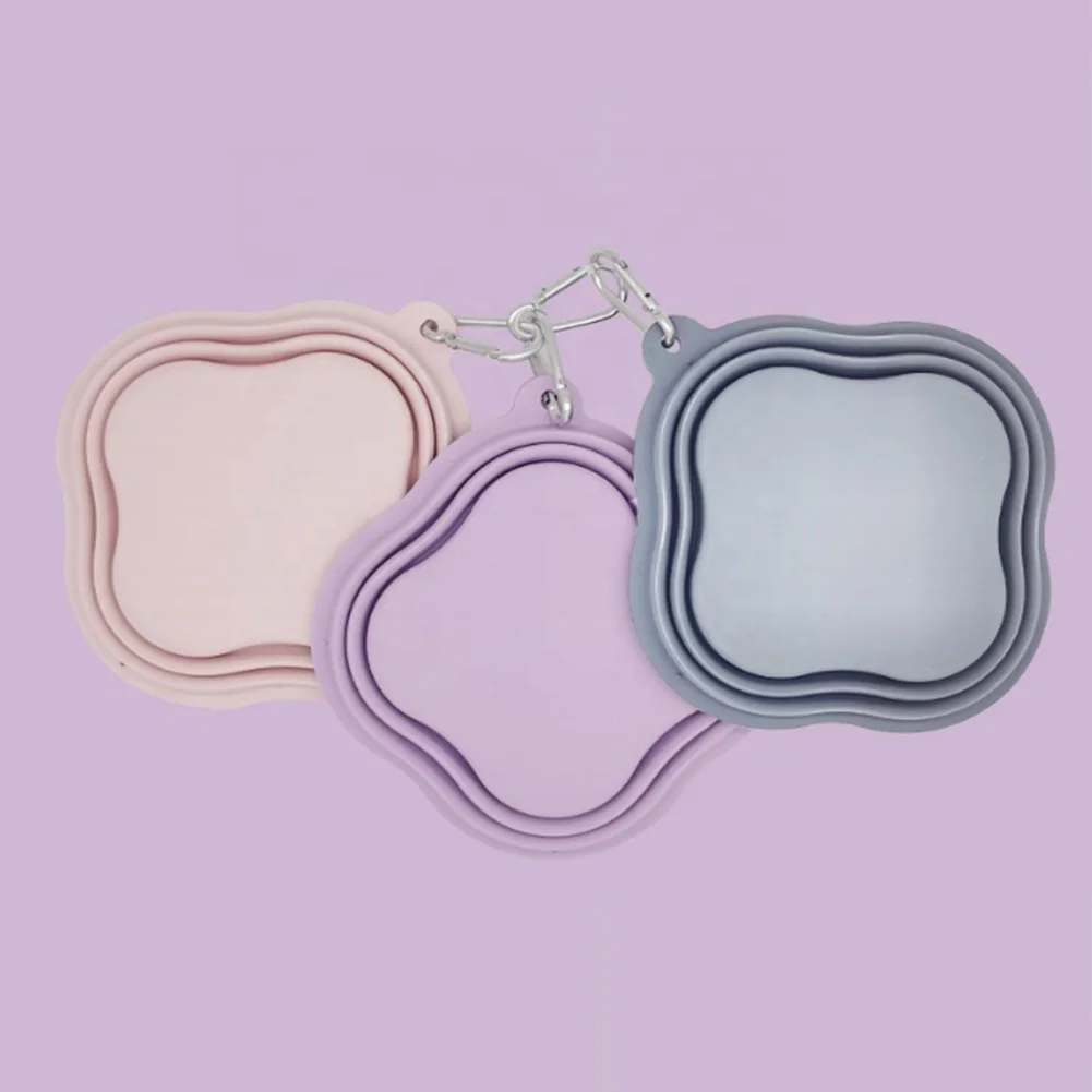 Cheap New Design Silicone Pet Bowl Stand Folding Eco-Friendly and Non-Toxic Travel Pet Bowl with Buckle