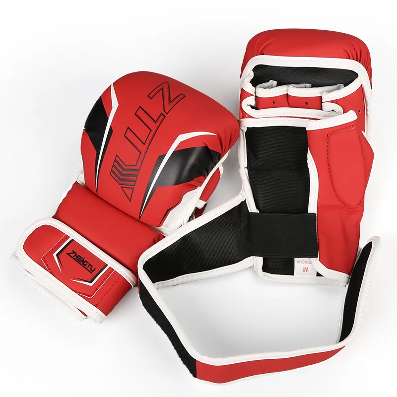 Custom High Quality OEM MMA Sparring Gloves for Muay Thai Training punching bag Work Open Palm UFC Glove