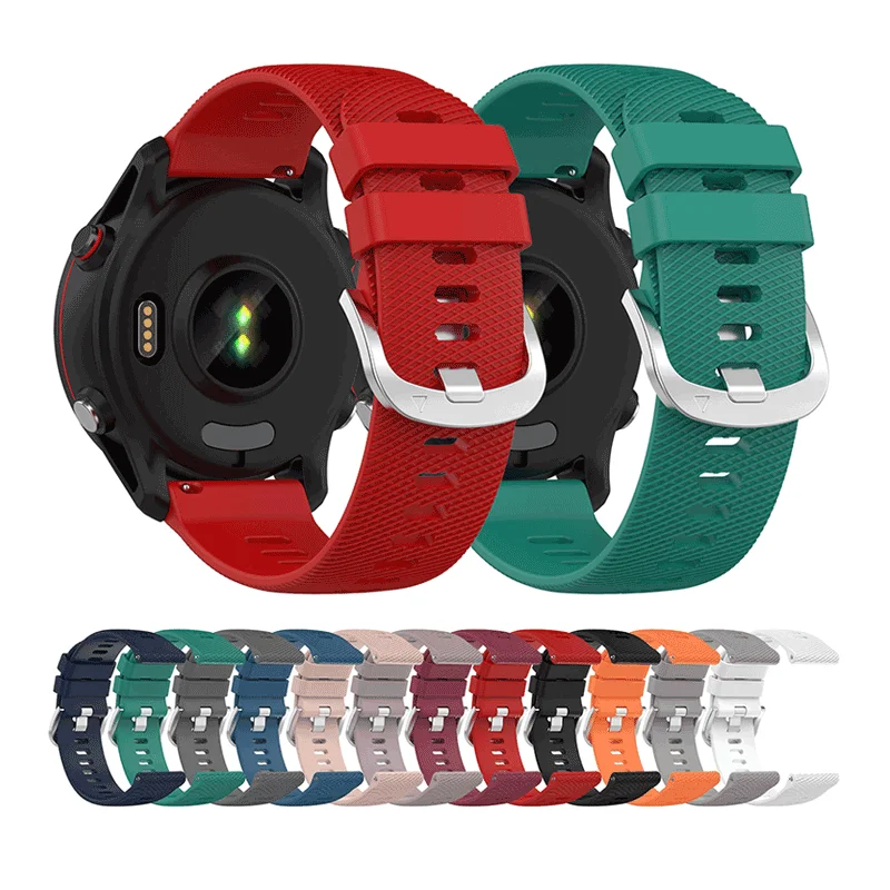 18 мм/20 мм/22 мм силиконовый ремешок для смарт-часов Garmin Forerunner 255 пересекающиеся гранулы из нержавеющей стали на ремешке с пряжкой Вену 2 Plus F255S
